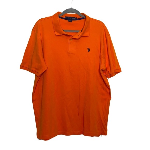 U.S. Polo Assn. Men's Orange Short Sleeve Polo 100% Cotton Shirt size Large - Picture 1 of 8